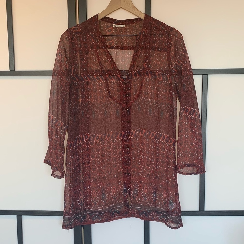 Converse All Star sheer button down shirt. Medium‎